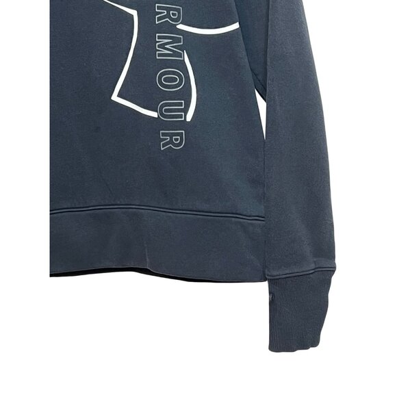 Under Armour Navy Blue Loose Fit Hoodie Sweatshirt Womens Medium Logo Spell Out - Picture 7 of 13